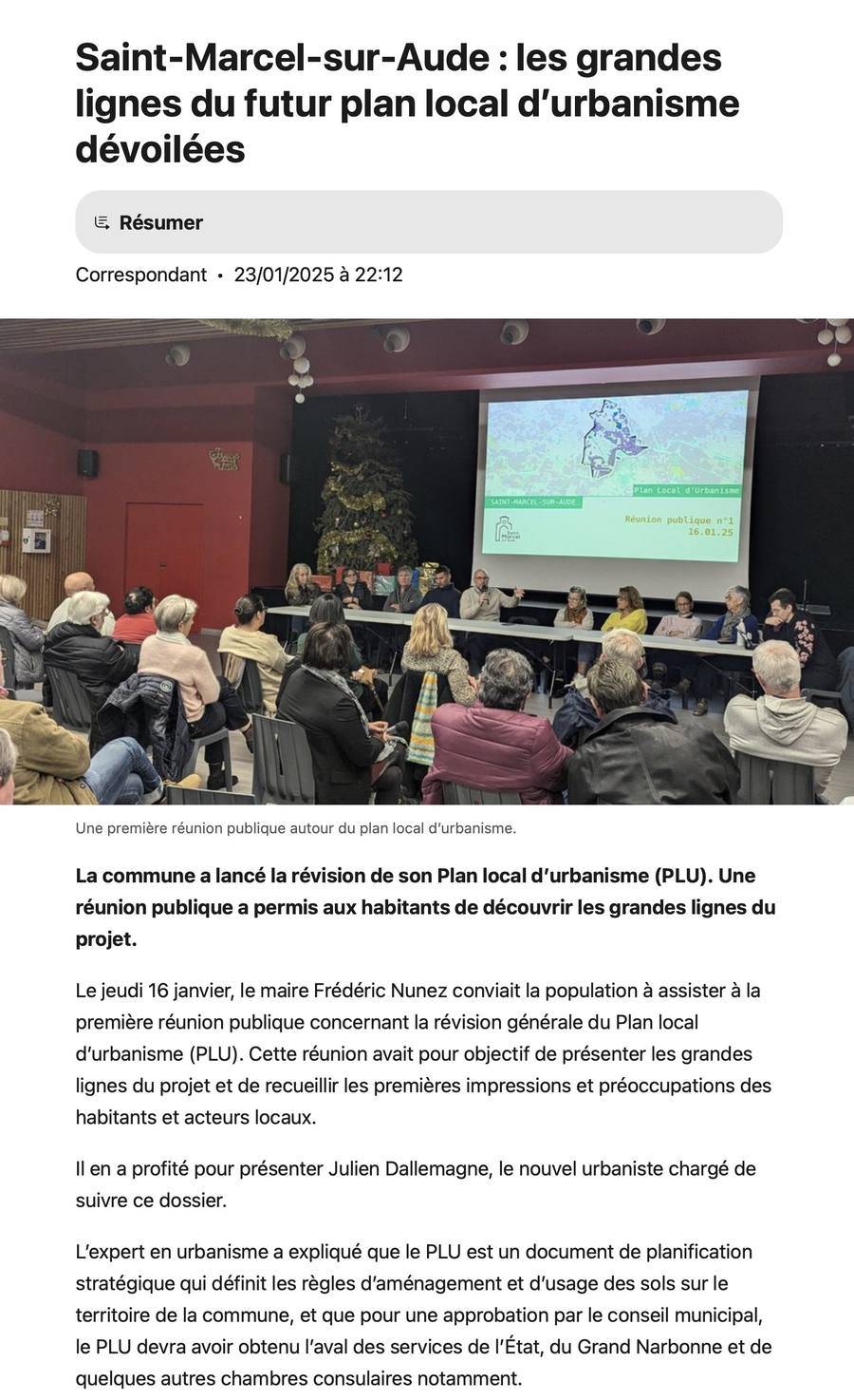 Saint-Marcel-sur-Aude : les grandes lignes du futur PLU dévoilées