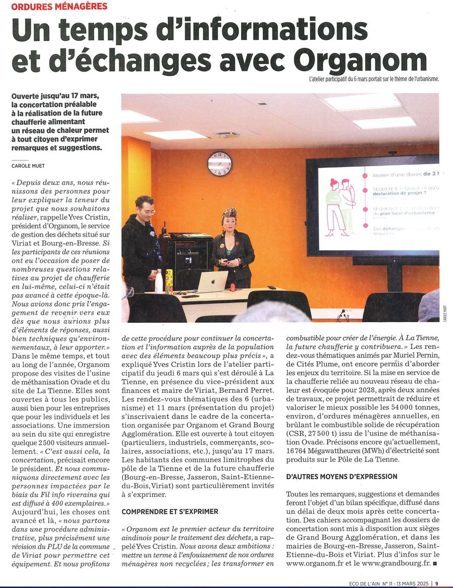 Un temps d'informations et d'échanges avec Organom